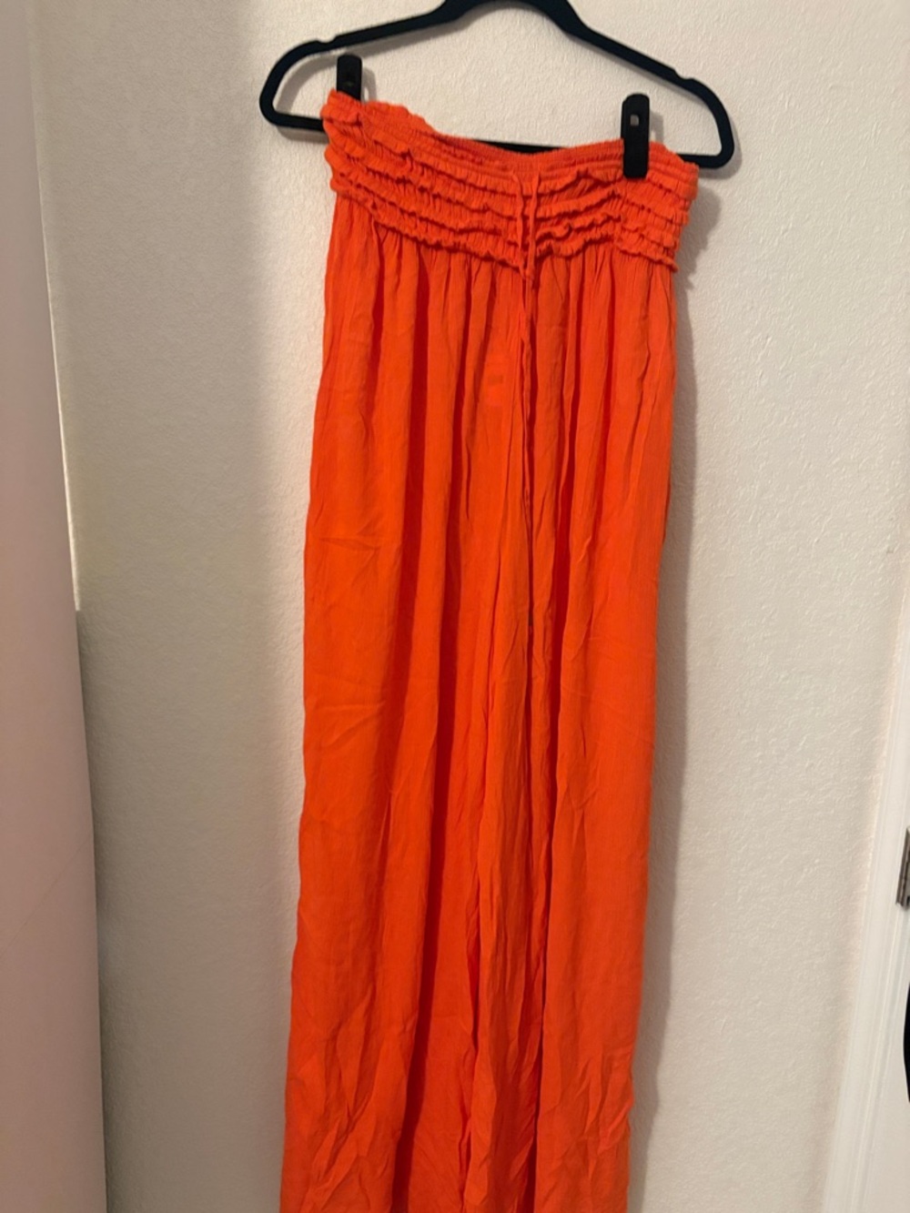 Bright Orange Smocked Maxi Pants